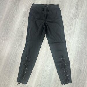 Zara Collection Genuine Black Leather Skinny Pants